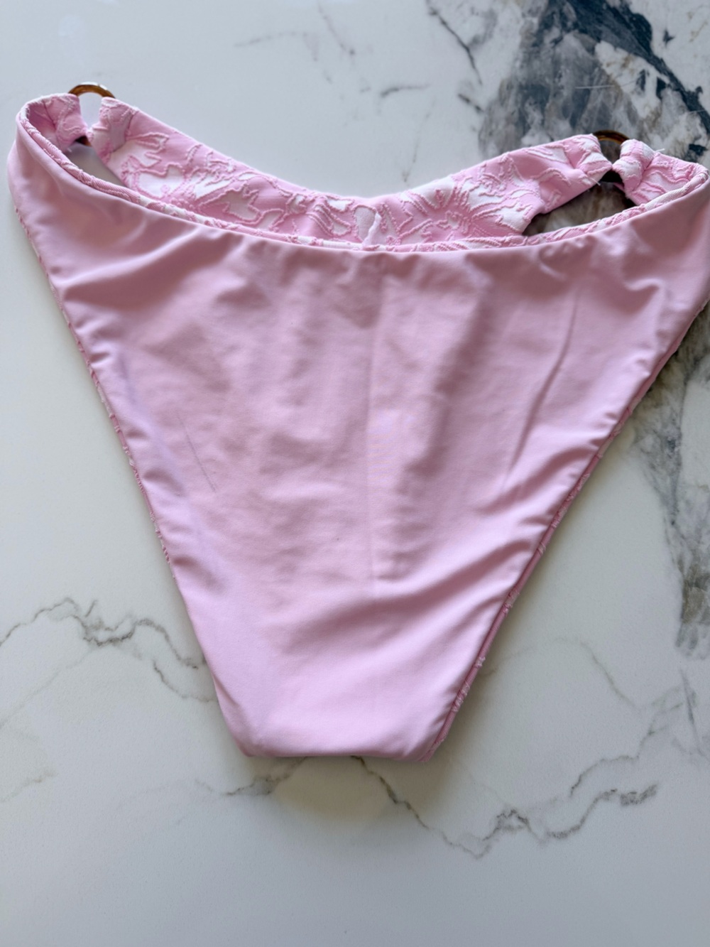 Pink Textured O-Ring Bikini Set - Picture 4 of 4